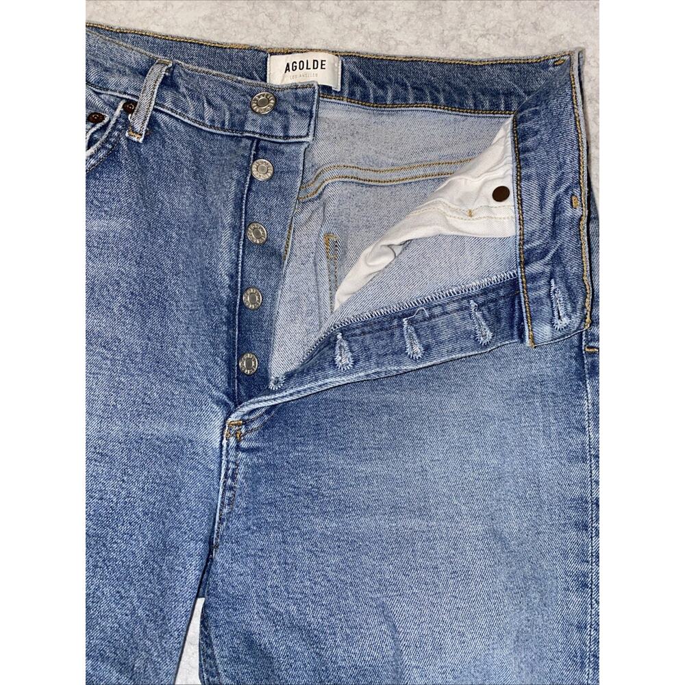 Agolde Riley Jeans Women's 27 Straight Leg High Rise Waist Button Fly Distressed - Picture 8 of 13